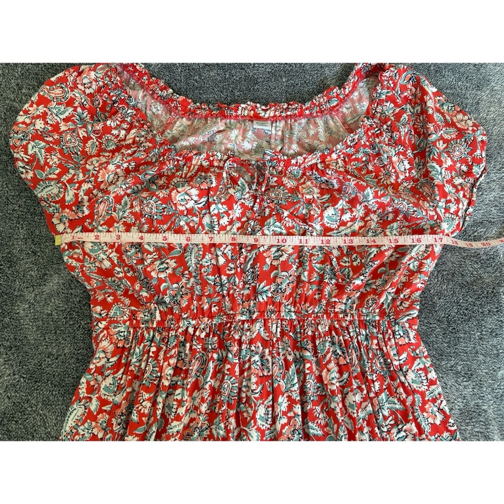 Old Navy Small Maternity Coral Orange with Blue Floral Pattern Dress - Picture 8 of 10